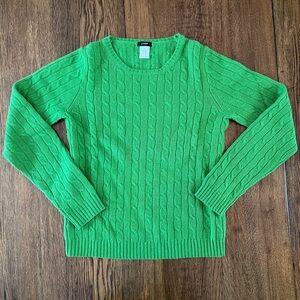 Vintage (2005) J. Crew Women’s Bright Green Cable Knit Sweater Size Small